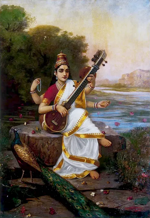 Goddess Saraswati, Raja Ravi Varma, 1896
